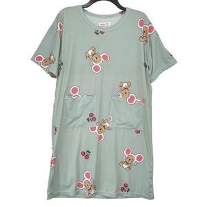 Women Sleepwear Large Nightgown Pajamas Shirt Bed Mouse Print Short Sleeves